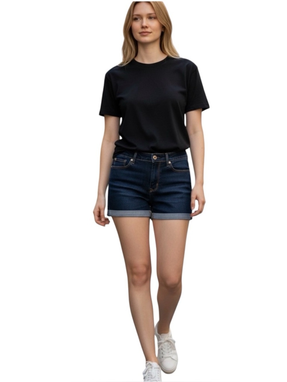 Denizen From Levi’s Dark Wash High Rise Denim Shorts Rolled Hem Casual Size 8